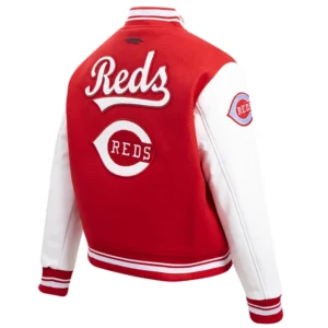 Womens Cincinnati Reds Pro Standard Red Wool Leather Letterman Varsity Jacket 2