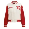 Womens Detroit Red Wings Pro Standard Retro Classic Wool Leather Letterman Varsity Jacket 1
