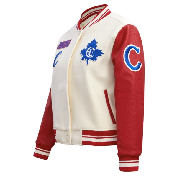Womens Montreal Canadiens Pro Standard Retro Classic Wool Leather Letterman Varsity Jacket 2