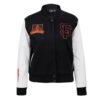 Womens San Francisco Giants Classic Black Wool Leather Letterman Varsity Jacket 1