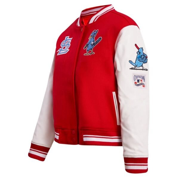 Womens St. Louis Cardinals Pro Standard Retro Classic Red White Letterman Varsity Jacket 2