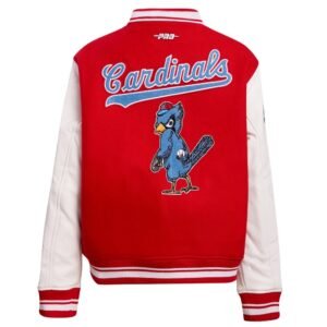 Womens St. Louis Cardinals Pro Standard Retro Classic Red White Letterman Varsity Jacket 4