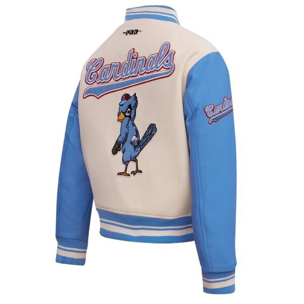 Womens St. Louis Cardinals Pro Standard Retro Classic White Sky Blue Letterman Varsity Jacket 3