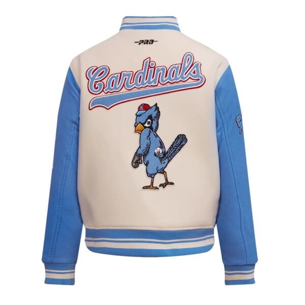Womens St. Louis Cardinals Pro Standard Retro Classic White Sky Blue Letterman Varsity Jacket 4