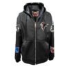 Atlanta Falcons NFL Lightweight Zip up Black Leather Hooded Jacket 1