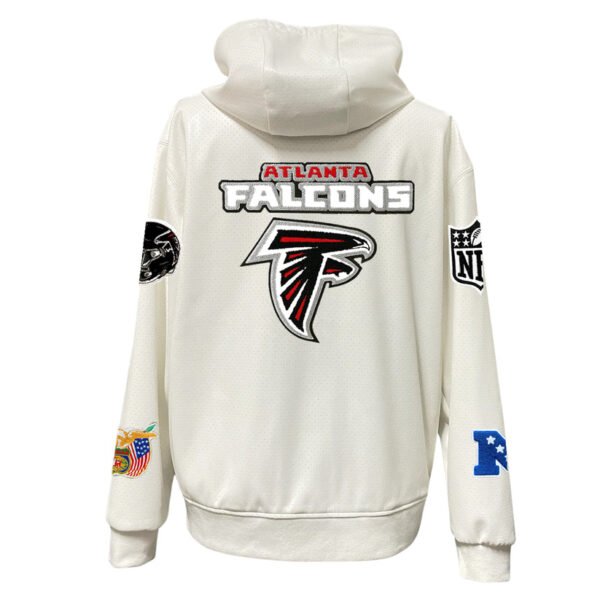 Atlanta Falcons NFL Lightweight Zip up White Leather Hooded Jacket 2
