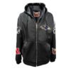 Baltimore Ravens NFL Lightweight Zip up Black Leather Hooded Jacket 1