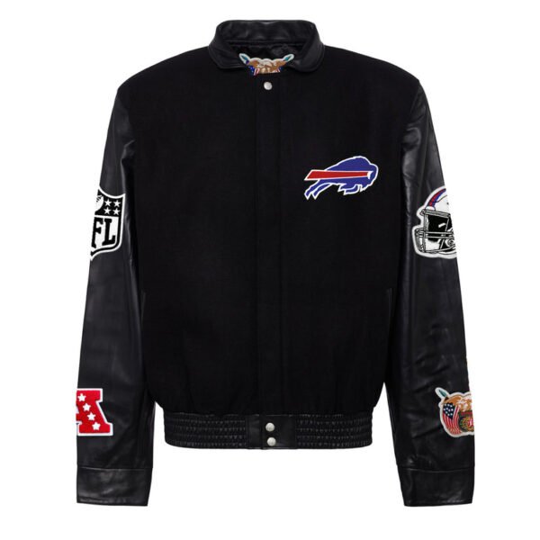 Buffalo Bills NFL BlackBlack Wool Leather Letterman Varsity Jacket 2