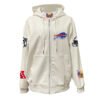 Buffalo Bills NFL Lightweight Zip up White Leather Hooded Jacket 1