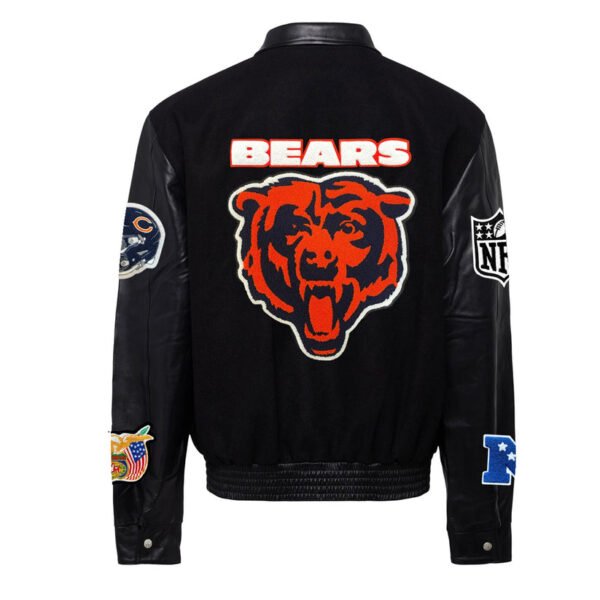 Chicago Bears NFL Black Wool Leather Letterman Varsity Jacket 1