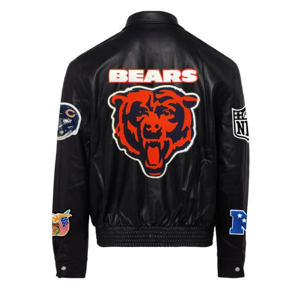 Chicago Bears NFL Jeff Hamilton Black Leather Jacket 1