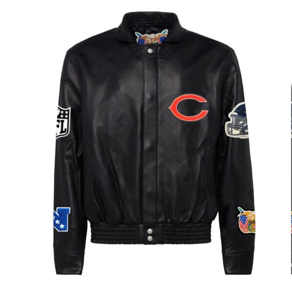 Chicago Bears NFL Jeff Hamilton Black Leather Jacket 2