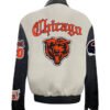 Chicago Bears NFL Off WhiteBlack Wool Leather Letterman Varsity Jacket 1