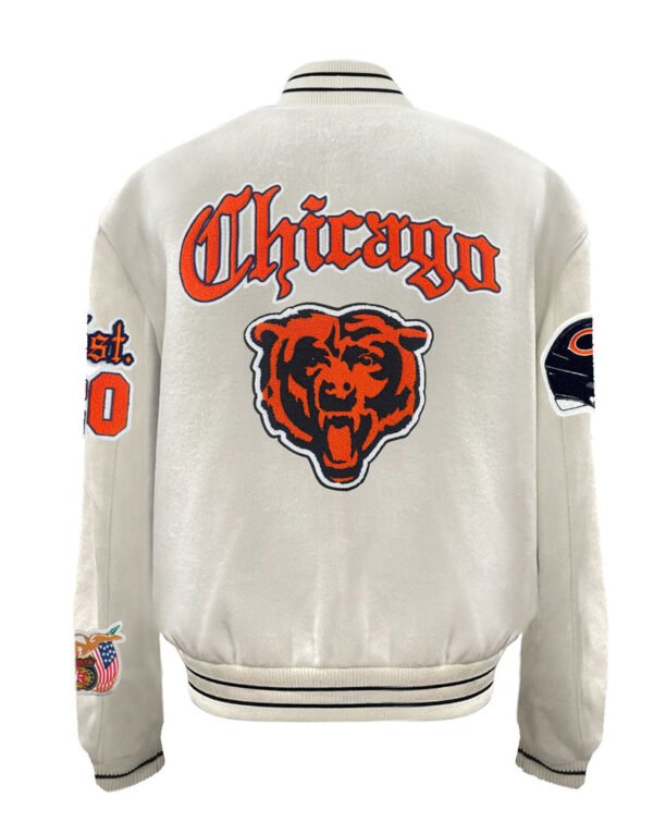 Chicago Bears Old English NFL Wool Varsity White Jacket 2