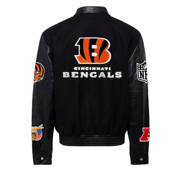 Cincinnati Bengals NFL Black Wool Leather Letterman Varsity Jacket 1