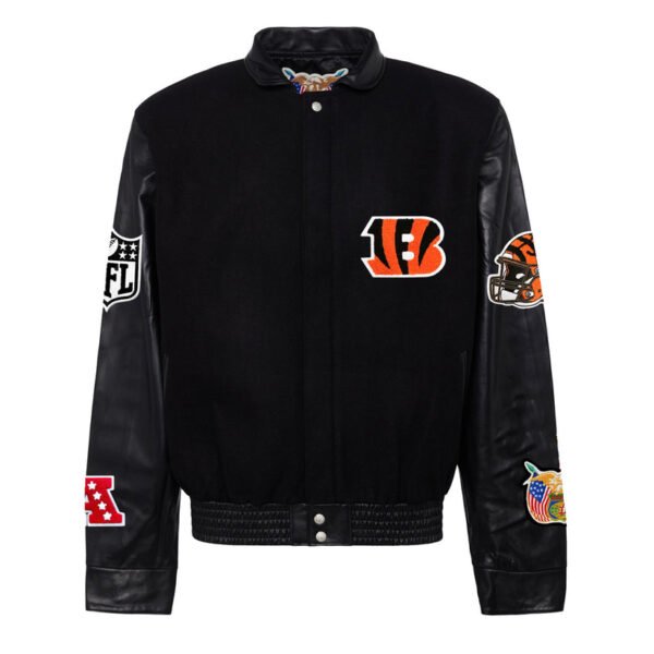 Cincinnati Bengals NFL Black Wool Leather Letterman Varsity Jacket 2