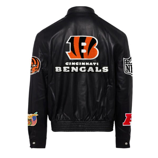 Cincinnati Bengals NFL Jeff Hamilton Black Leather Jacket 1