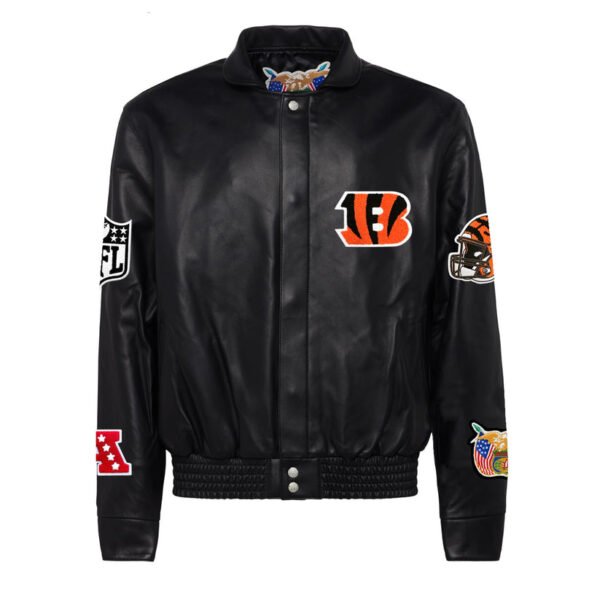 Cincinnati Bengals NFL Jeff Hamilton Black Leather Jacket 2