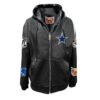 Dallas Cowboys Lightweight NFL Lightweight Zip up Black Leather Hooded Jacket 1