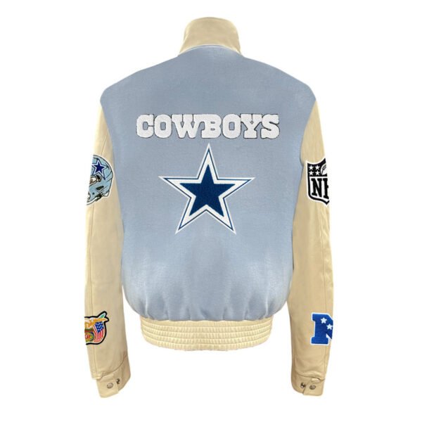 Dallas Cowboys NFL Baby Blue Wool Leather Letterman Varsity Jacket 1