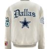 Dallas Cowboys Old English NFL Wool Varsity White Jacket 1
