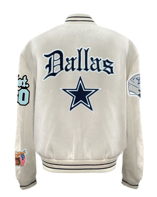 Dallas Cowboys Old English NFL Wool Varsity White Jacket 1