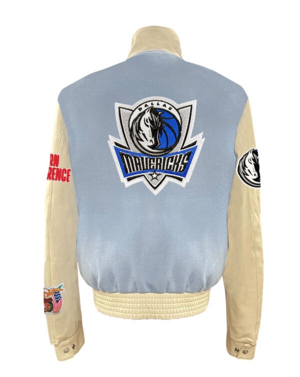 Dallas Mavericks NBA Baby Blue Wool Leather Letterman Varsity Jacket 1