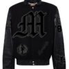 Dallas Mavericks NBA Old English Wool Leather Letterman Varsity Black Jacket 1