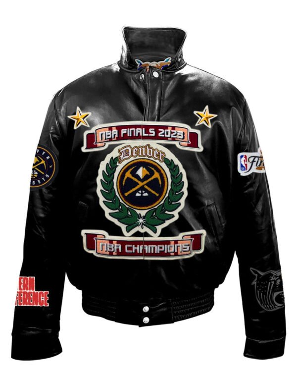 Denver Nuggets NBA Championship Jeff Hamilton Black Puffer Leather Jacket 1