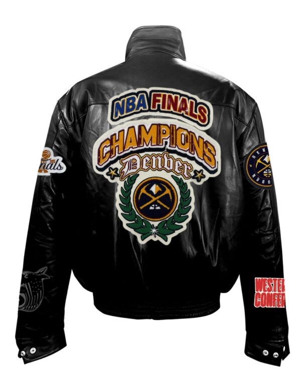 Denver Nuggets NBA Championship Jeff Hamilton Black Puffer Leather Jacket 2
