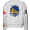 Golden State Warriors NBA Jeff Hamilton White Wool Leather Letterman Varsity Jacket 1