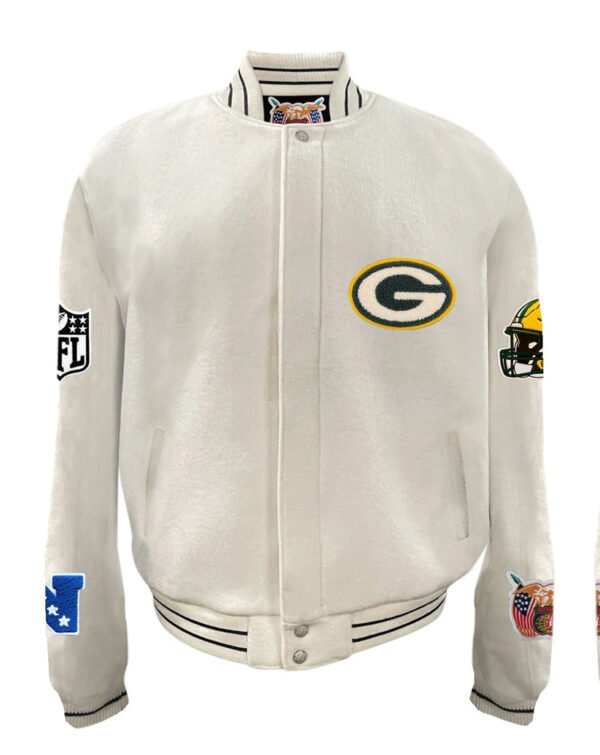 Green Bay Packers NFL Wool Varsity White Jacket 2