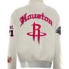 Houston Rockets NBA Old English White Wool Leather Letterman Varsity Jacket 1