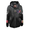 Houston Texans NFL Lightweight Zip up Black Leather Hooded Jacket 1