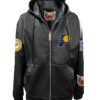 Indiana Pacers NBA Lightweight Zip up Black Leather Hooded Jacket 1