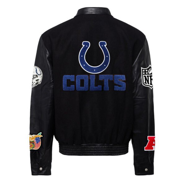 Indianapolis Colts NFL BlackBlack Wool Leather Letterman Varsity Jacket 1