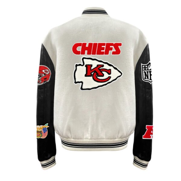 Kansas City Chiefs NFL Off WhiteBlack Wool Varsity Jacket 1