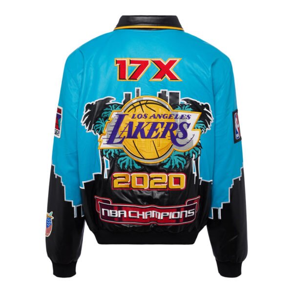 LA Lakers Championship 2020 NBA Blue Black Leather Jacket 2