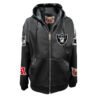 Las Vegas Raiders NFL Lightweight Zip up Black Leather Hooded Jacket 1