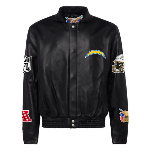 Los Angeles Chargers NFL Jeff Hamilton Black Leather Jacket 2