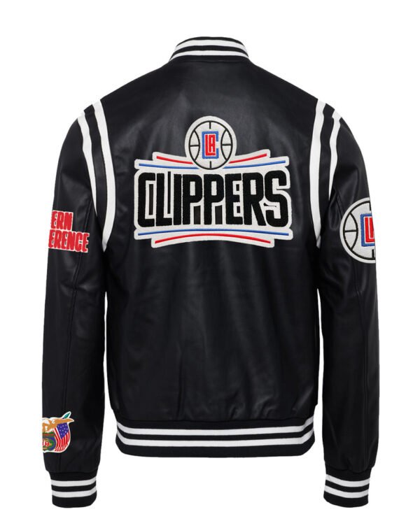 Los Angeles Clippers Jeff Hamilton NBA Black White Leather Varsity Jacket 1