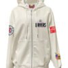 Los Angeles Clippers NBA Lightweight Zip up White Leather Hooded Jacket 1