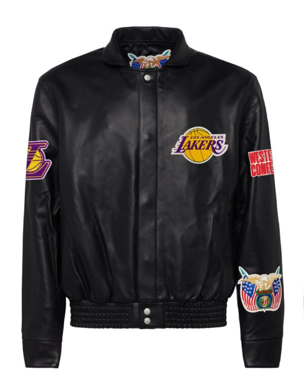 Los Angeles Lakers NBA Jeff Hamilton Black Leather Jacket 2