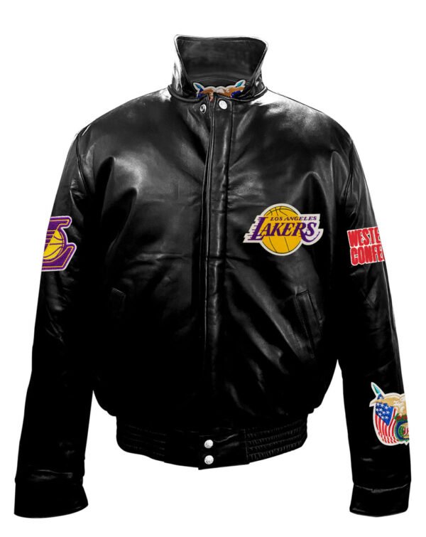 Los Angeles Lakers NBA Jeff Hamilton Black Puffer Leather Jacket 2