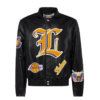 Los Angeles Lakers NBA Jeff Hamilton Black Yellow Leather Jacket 1