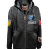 Memphis Grizzlies NBA Lightweight Zip up Black Leather Hooded Jacket 1