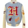 Miami Heat NBA Baby Blue Wool Leather Old English Letterman Varsity Jacket 1