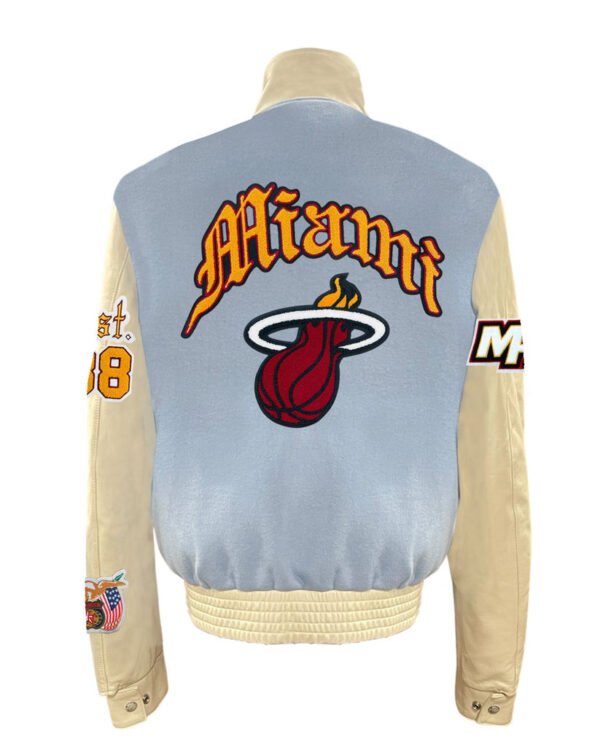 Miami Heat NBA Baby Blue Wool Leather Old English Letterman Varsity Jacket 2