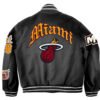 Miami Heat NBA Jeff Hamilton Wool Varsity Old English Black Jacket 1