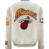 Miami Heat NBA Jeff Hamilton Wool Varsity White Jacket 1
